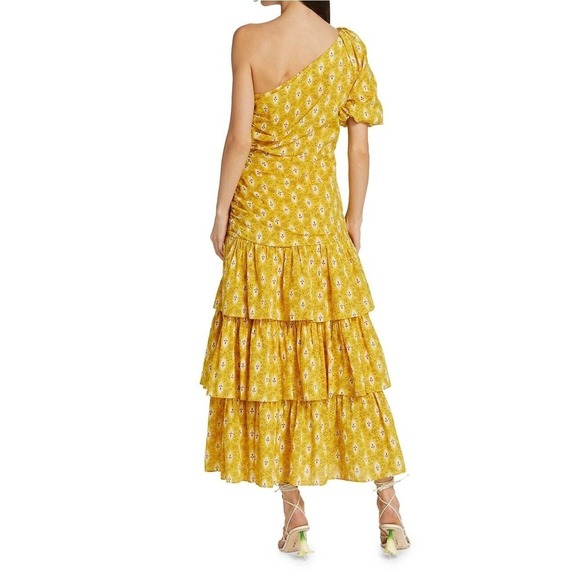 Veronica Beard $798 Virginia Sun Multi Floral Tiered One Shoulder Maxi dress Sz8 - Picture 8 of 16